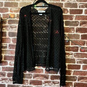 Holt Renfrew Collection Black Sparkly Crochet Shrug Size M